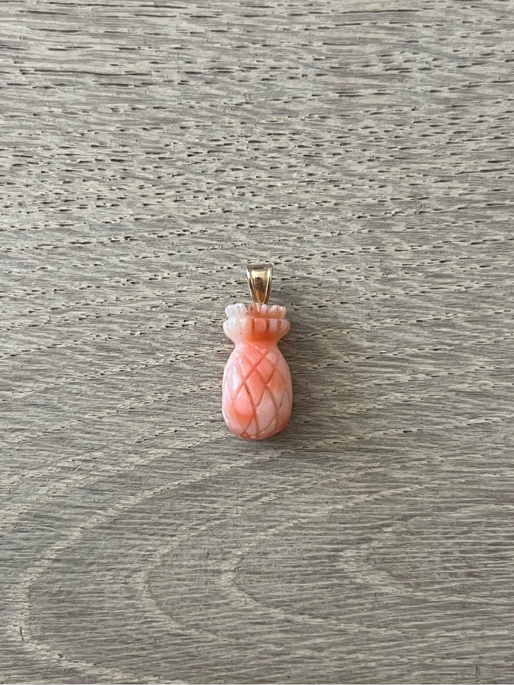 Vintage Coral Pineapple Charm 14k